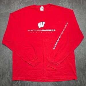 Vtg Briar Creek‎ T-Shirt Mens 3XL Wisconsin Badgers Athletics Long Sleeve Red